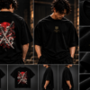 Alpha Lykos Crimson Sun Samurai Blades Oversized T-Shirt – 100% Cotton