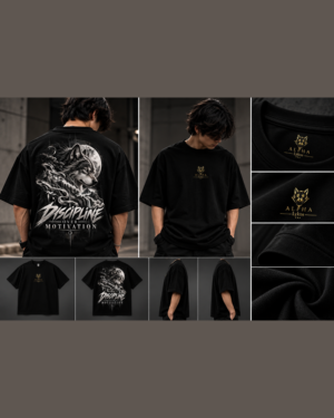 Alpha Lykos Discipline Over Motivation Wolf Oversized T-Shirt – 100% Cotton