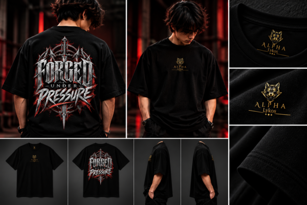 Alpha Lykos Forged Pressure Lookbook Oversized T-Shirt – 100% Cotton